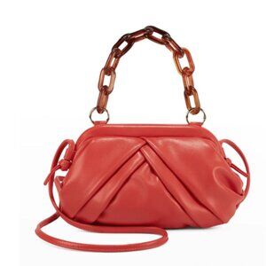 Rafe Brooke Small Pleated Frame Top-Handle Red Crossbody Bag wShoulder Strap NWT